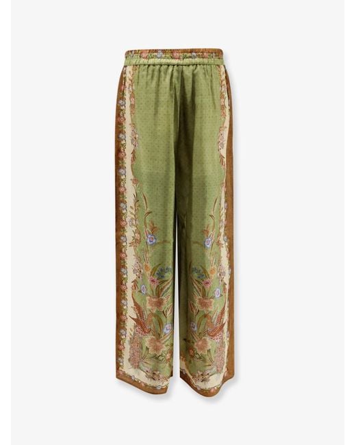 Zimmermann Green Trousers Indra Silk