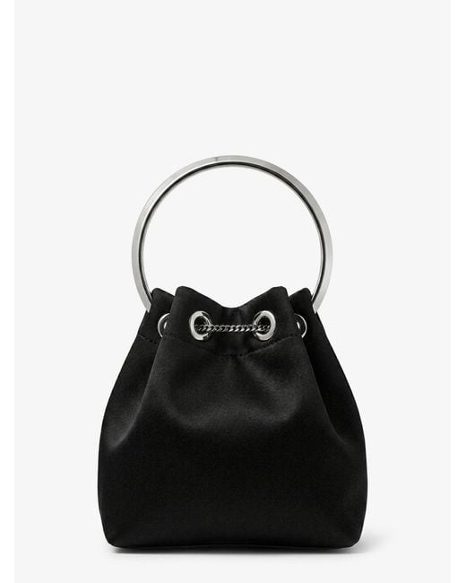 Jimmy Choo Black Bon Bon Satin Bucket Bag