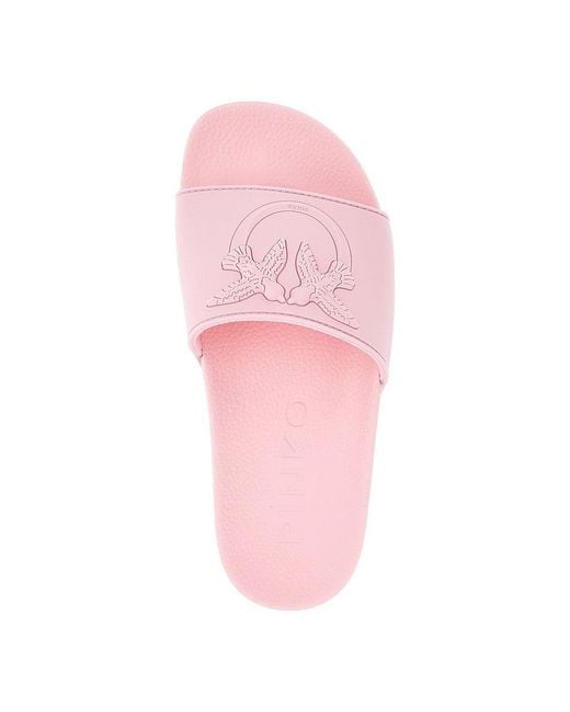 Pinko Pink Love Birds Logo Rubber Slides