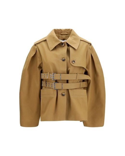 Ganni Metallic Canvas Jacket With Double Belt