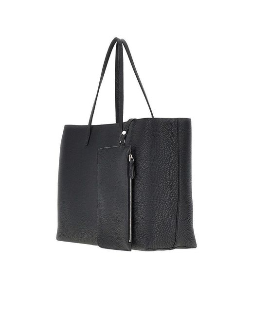 Fendi Black Medium 'Roll' Grained Leather Shopping Bag