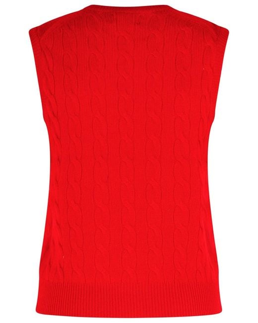 Polo Ralph Lauren Red Wool And Cashmere Vest