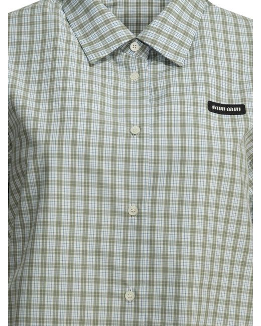 Miu Miu Green Casual Check Shirt