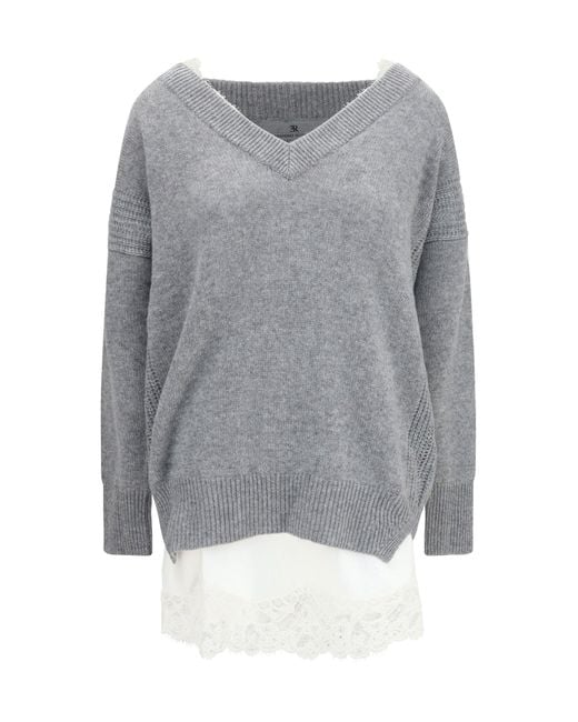 Ermanno Scervino Gray Knit Dress With Slip