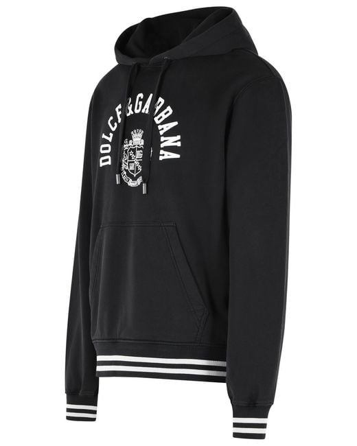 Dolce & Gabbana Black Cotton Hoodie for men