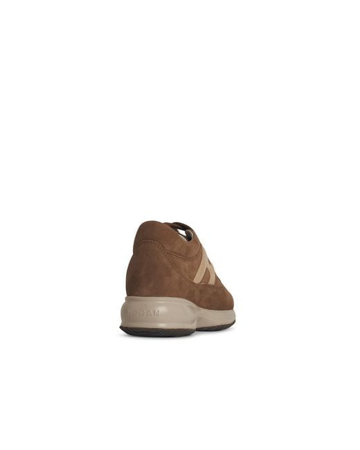 Hogan Brown Interactive Suede Sneakers