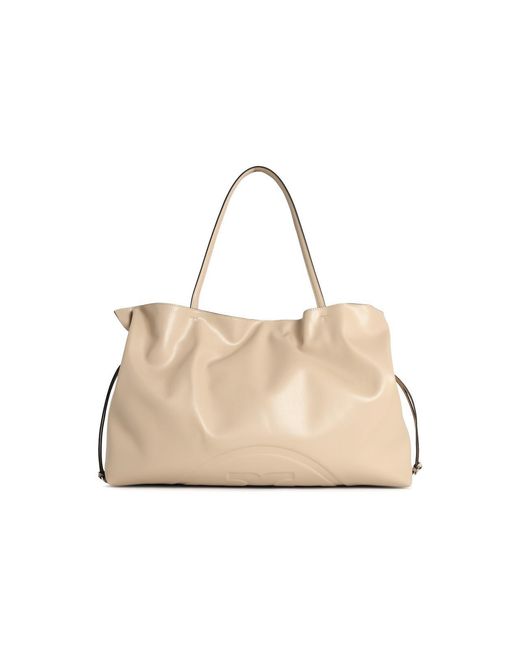 Tory Burch Natural Large 'Shopping Ella Natuura' Bag With Light Stone Leather
