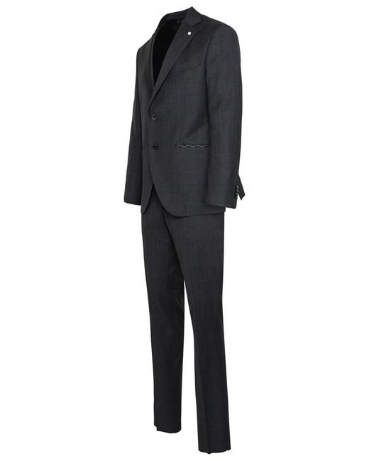 Luigi Bianchi Black Wool Suit