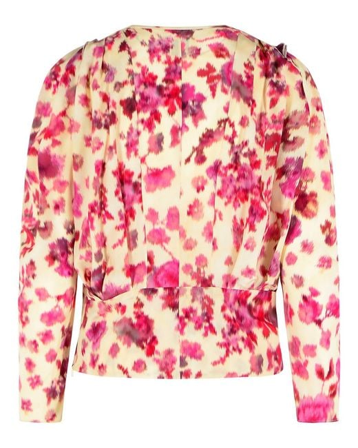 Isabel Marant Pink 'Zarga' Stretch Silk Blouse