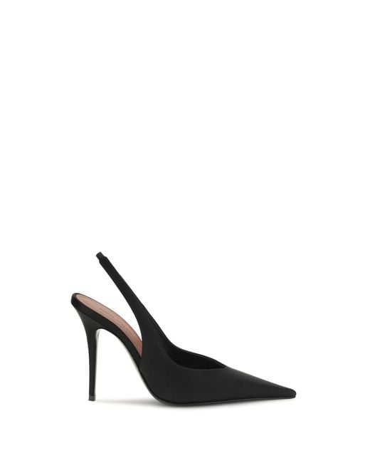 AMINA MUADDI Black Anok Satin Slingback Pumps