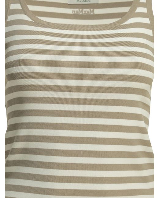 Max Mara Pure Gray Striped Fitted Tank Top