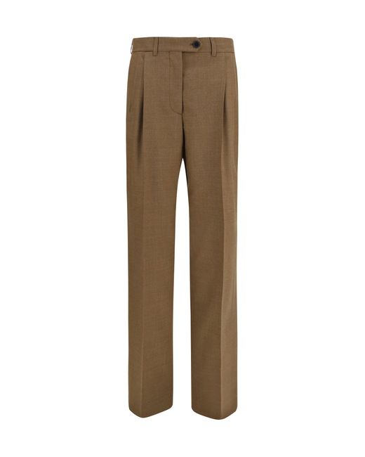 Women's Natural Tailored Wool Trousers Tobacco