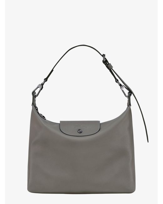 Longchamp Gray Le Pliage Xtra M Leather Shoulder Bag