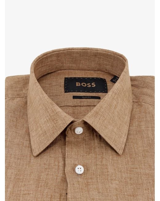 Boss Brown Linen Shirt for men