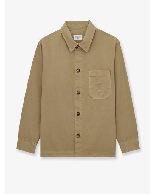 Saint Laurent Natural Cassandre Certified Cotton Overshirt for men