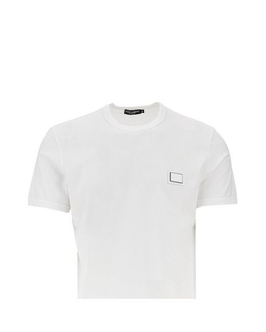 Dolce & Gabbana White Dolce&Gabbana Logo Plate T-Shirt for men