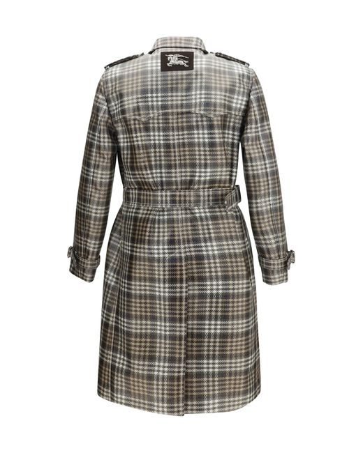Burberry Gray Double-Breasted Foxfield Madras Trench for men