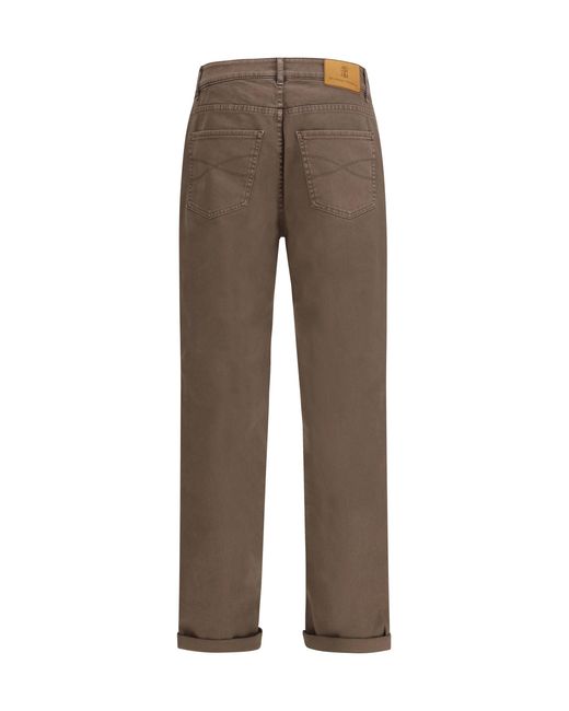 Brunello Cucinelli Brown Jeans With Turn-Up Hem for men
