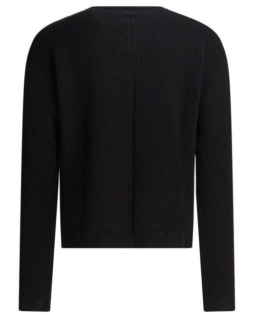 Rick Owens Black Virgin Wool Crewneck Sweater for men
