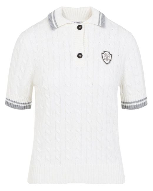 Brunello Cucinelli White Cotton Polo Shirt