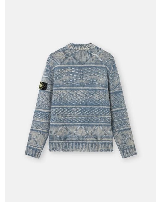 Stone Island Blue Cashmere Crewneck Sweater for men