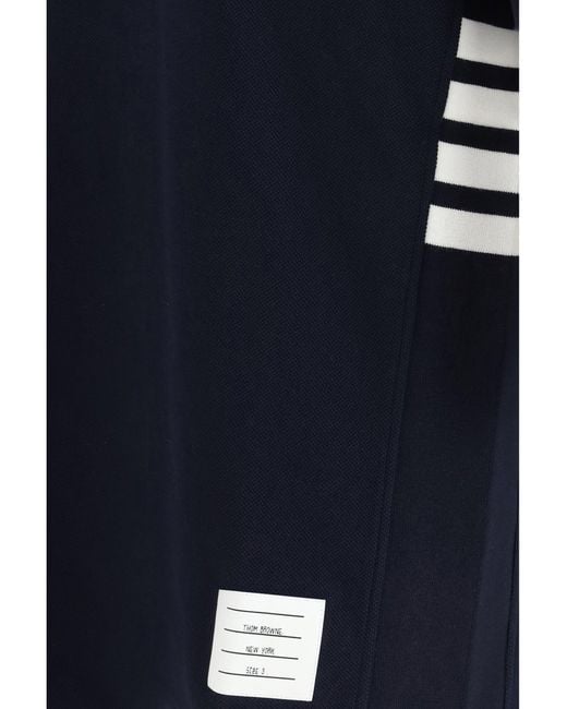 Thom Browne Blue Polo Shirt Whit Iconic Bands for men