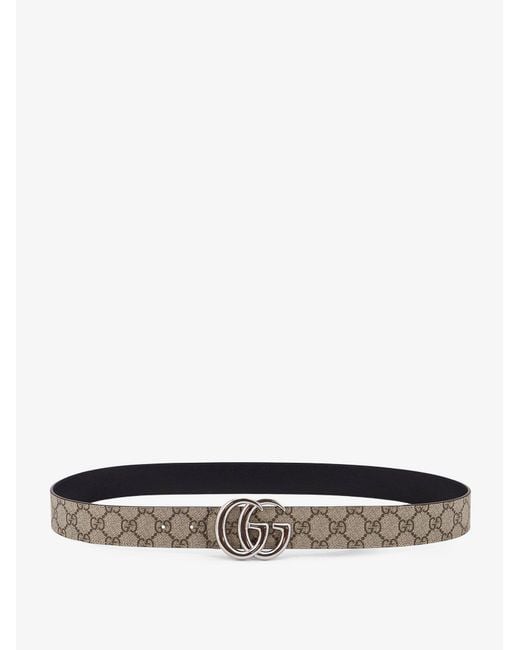 Men's White Reversible Leather And Supreme Gg Fabric Belt