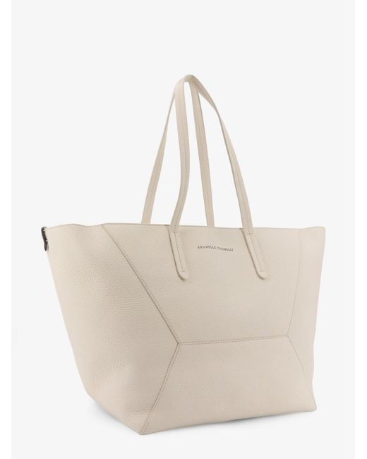 Brunello Cucinelli Natural Bc Duo Hammered Leather Crossbody Bag