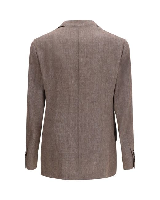 Brunello Cucinelli Brown Double-Breasted Tailored Jacket for men