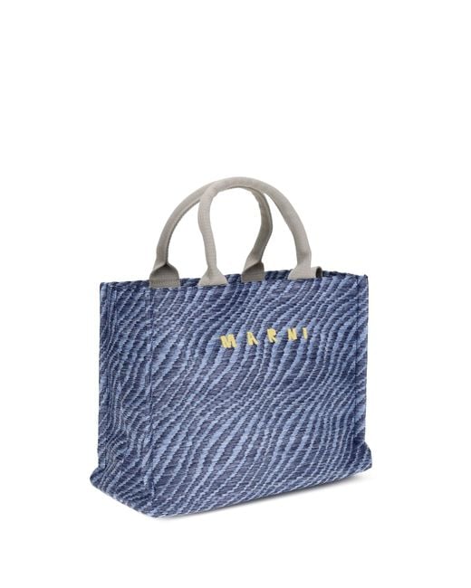 Marni Blue Fabric Tote Bag
