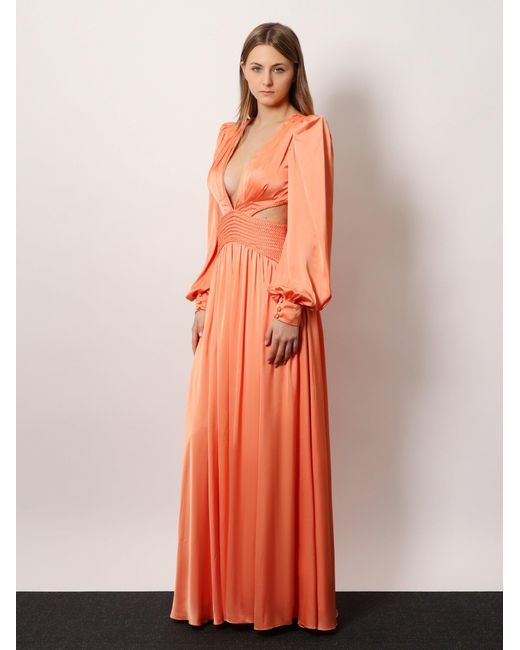 PATBO White Satin Sunset Long Dress With Cut-Out Details