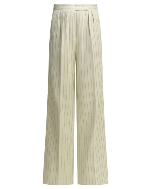 Max Mara White Tailored Pinstripe Pants