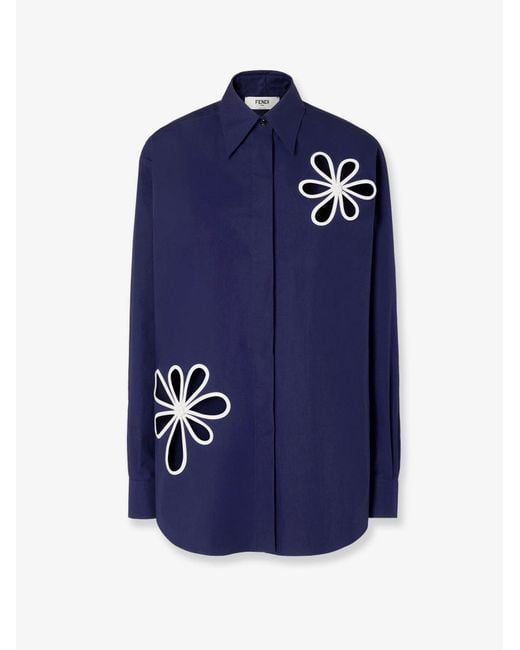Fendi Blue Shirts Cotone