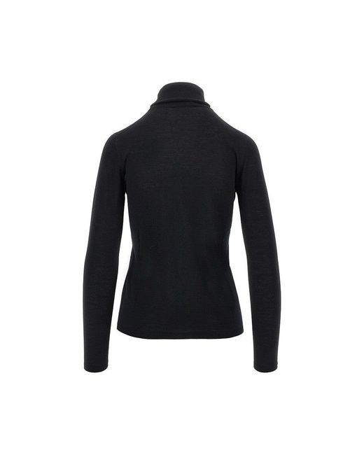Max Mara Black Virgin Wool Knitting Turtleneck