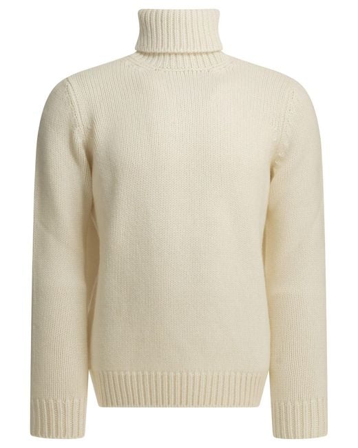 Altum White Cashmere Turtleneck Sweater for men