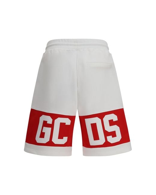 Gcds White Sweat Shorts Band Logo for men