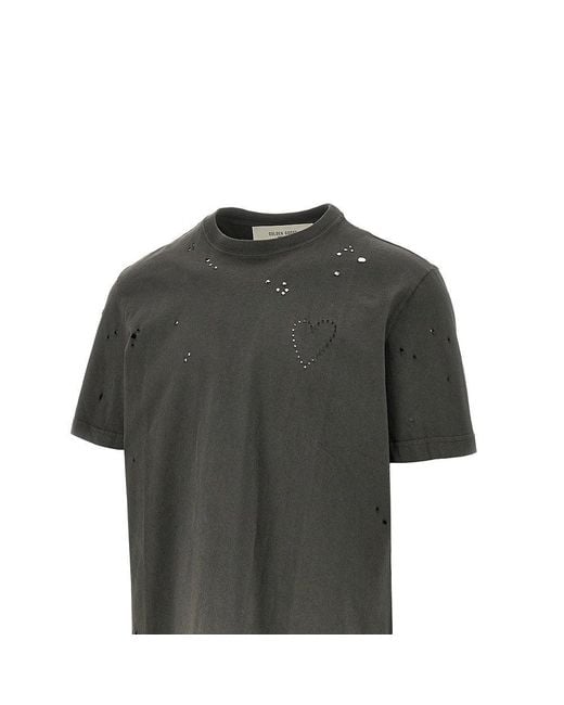Golden Goose Deluxe Brand Gray Vintage Effect Treatment T-Shirt for men