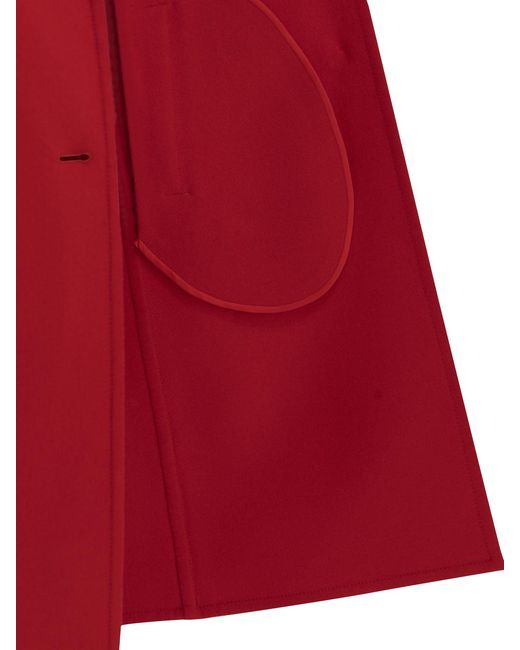 Valentino Red Long Wool And Cashmere Coat