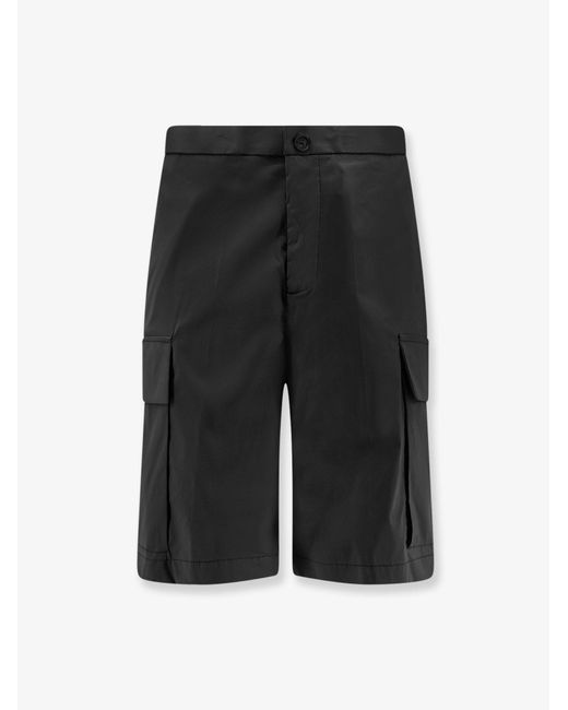 Men's Black Cotton Blend Cargo Bermuda Shorts