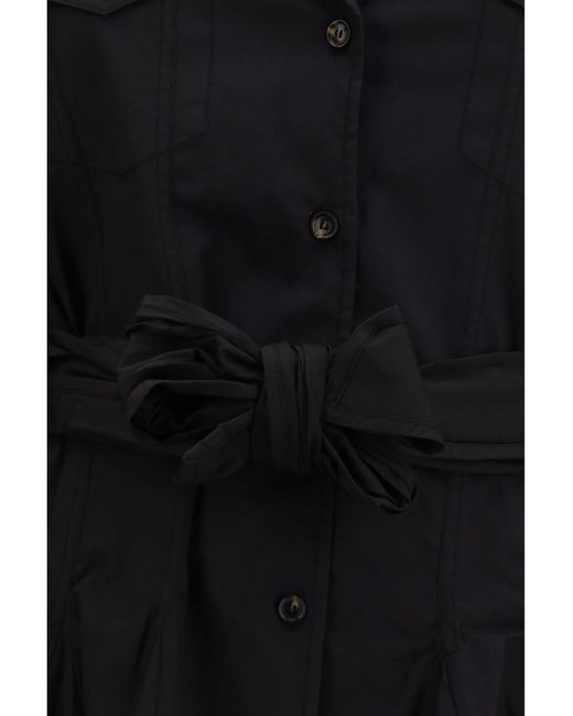 Ganni Black Short Shirt Dress With Belt
