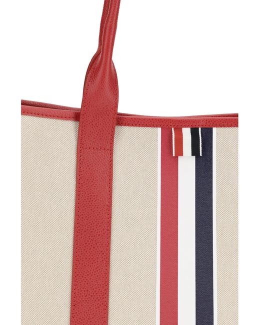 Thom Browne White Canvas Tote Bag for men