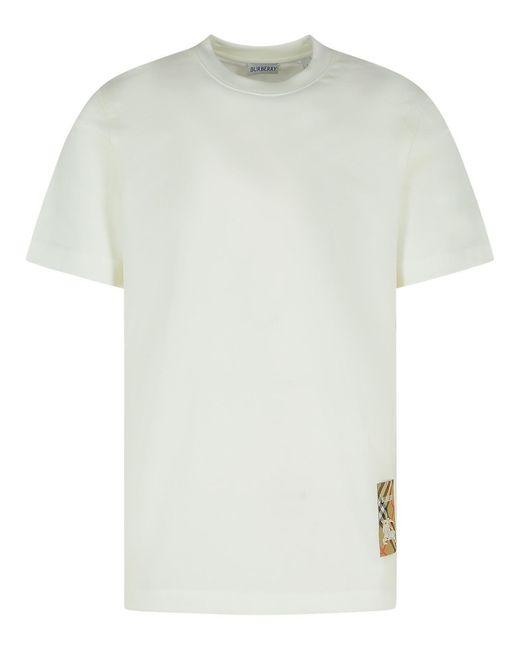 Burberry White Cotton T-Shirt for men