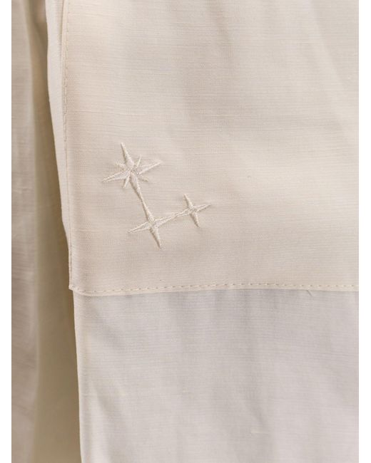 Laneus White Viscose And Linen Bermuda Shorts for men