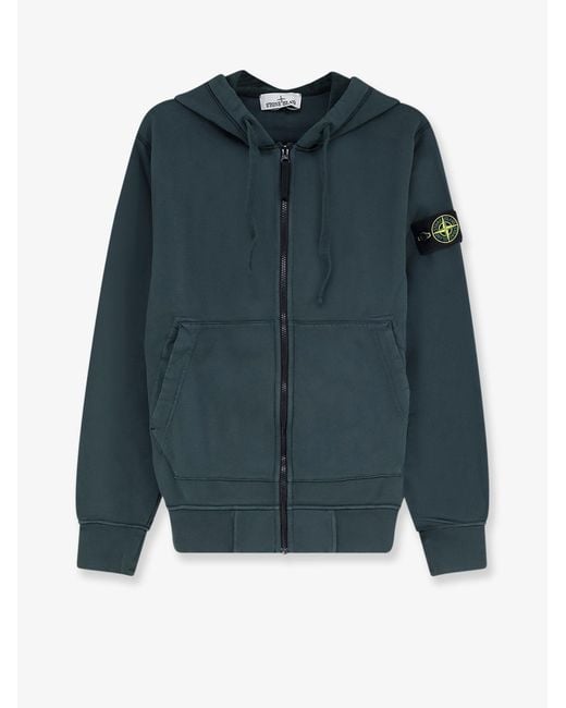 Stone Island Blue Cotton Logo Sweatshirt for men