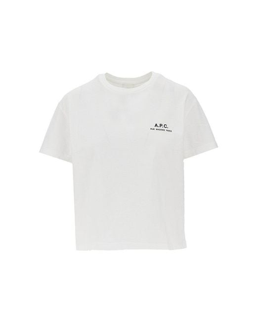 A.P.C. White Logo Print Cotton T-Shirt