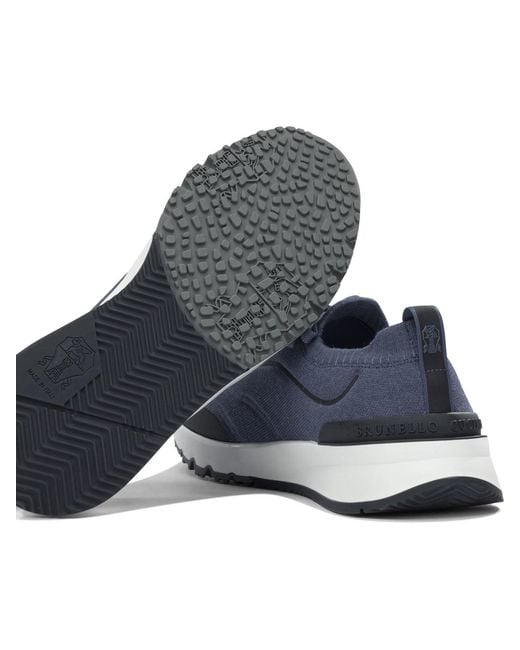 Brunello Cucinelli Blue Low Sneakers for men