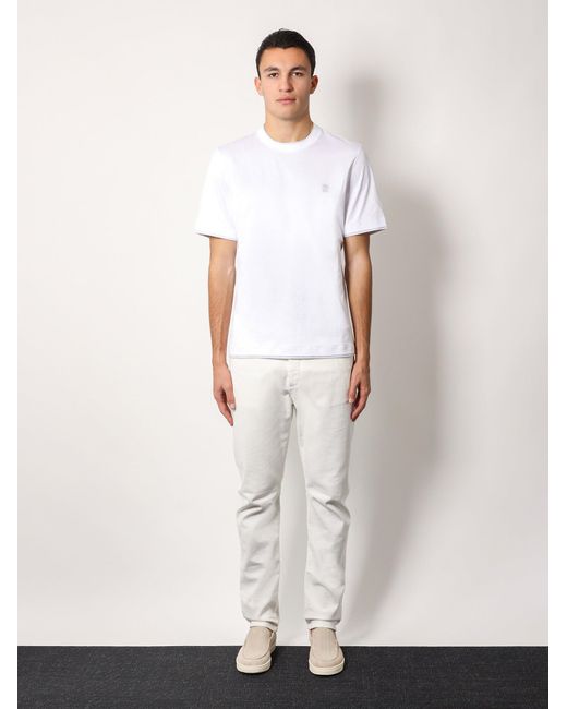 Brunello Cucinelli White Cotton T-Shirt for men
