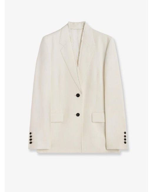 Totême White Raw Lapel Blazer