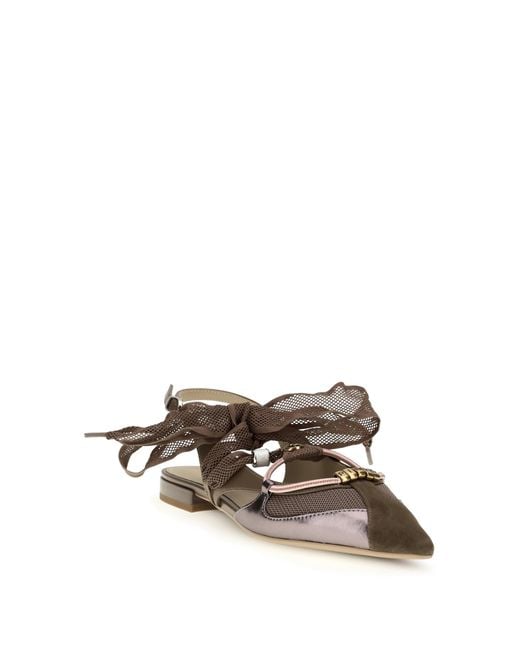 Pinko Brown Ballerina Gianira Leather