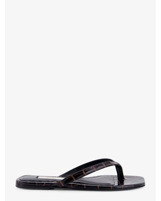 Totême Black Croco-Embossed Leather Sandals